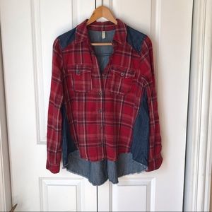 Free People denim flannel shirt